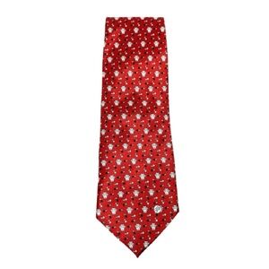 Vntg Gianni Versace Classic V2 Red White Silk Iconic Medusa Head Print Necktie